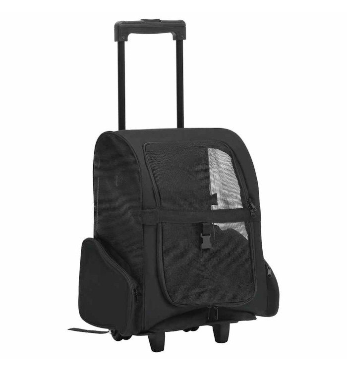 Chariot polyvalent pliable pour animaux de compagnie noir | Mobilier & Déco