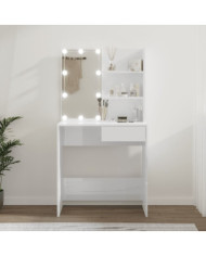 Coiffeuse avec LED Blanc brillant 74,5x40x141 cm | Mobilier & Déco