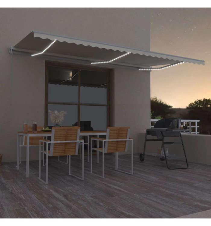 Auvent automatique avec capteur de vent et LED 600x350 cm Crème | Mobilier & Déco
