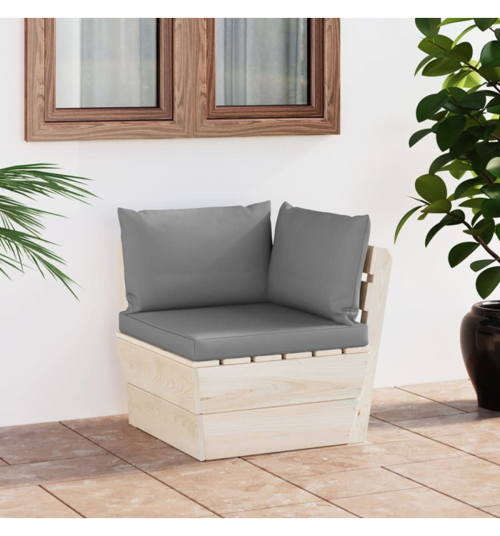 Canapé d'angle palette de jardin avec coussins Épicéa imprégné | Mobilier & Déco
