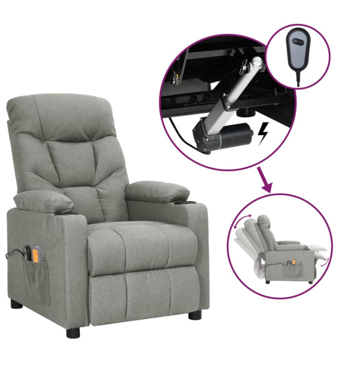 Fauteuil électrique de massage Gris clair Tissu | Mobilier & Déco