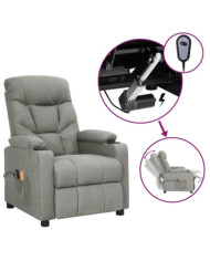 Fauteuil électrique de massage Gris clair Tissu | Mobilier & Déco