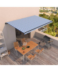 Auvent rétractable automatique 500x350 cm Bleu et blanc | Mobilier & Déco