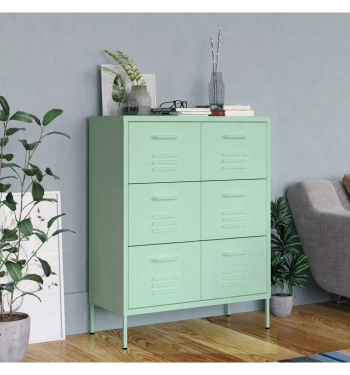 Armoire à tiroirs Vert menthe 80x35x101,5 cm Acier | Mobilier & Déco