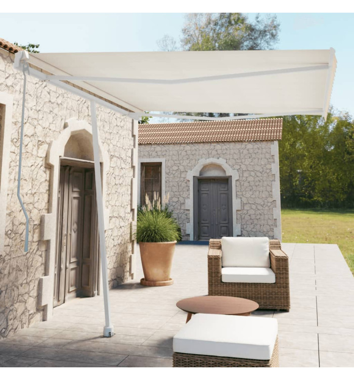 Jeu de poteaux d'auvent blanc 300x245 cm fer | Mobilier & Déco