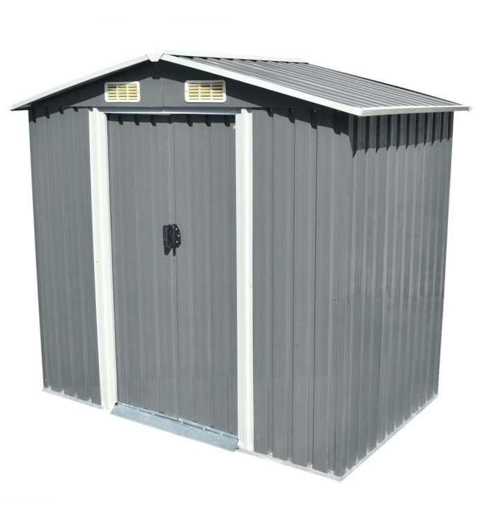 Abri de stockage pour jardin Métal Gris 204 x 132 x 186 cm | Mobilier & Déco
