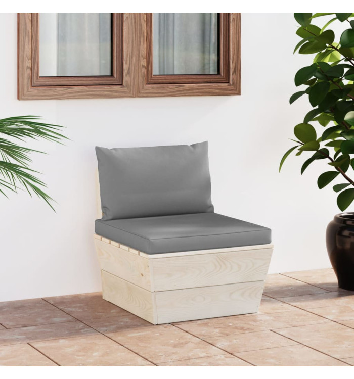 Canapé central palette de jardin avec coussins Épicéa imprégné | Mobilier & Déco