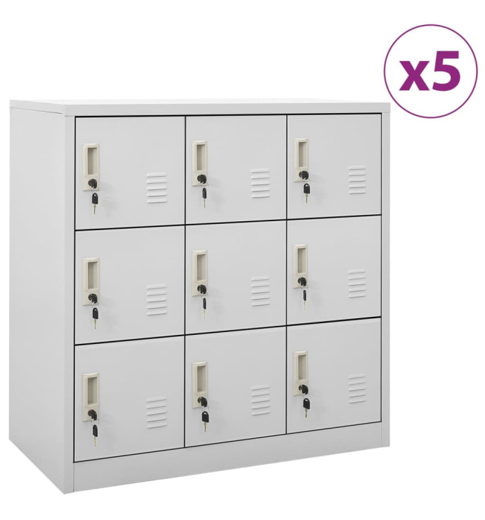 Armoires à casiers 5 pcs Gris clair 90x45x92,5 cm Acier | Mobilier & Déco