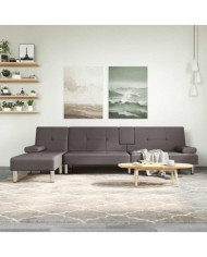 Canapé-lit en forme de L gris 255x140x70 cm similicuir | Mobilier & Déco