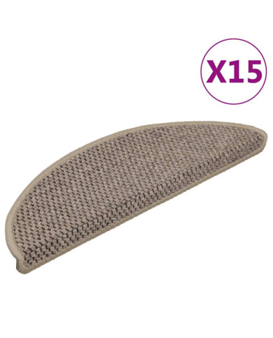 Tapis d'escalier autocollants 15 pcs 56x17x3 cm Beige foncé | Mobilier & Déco