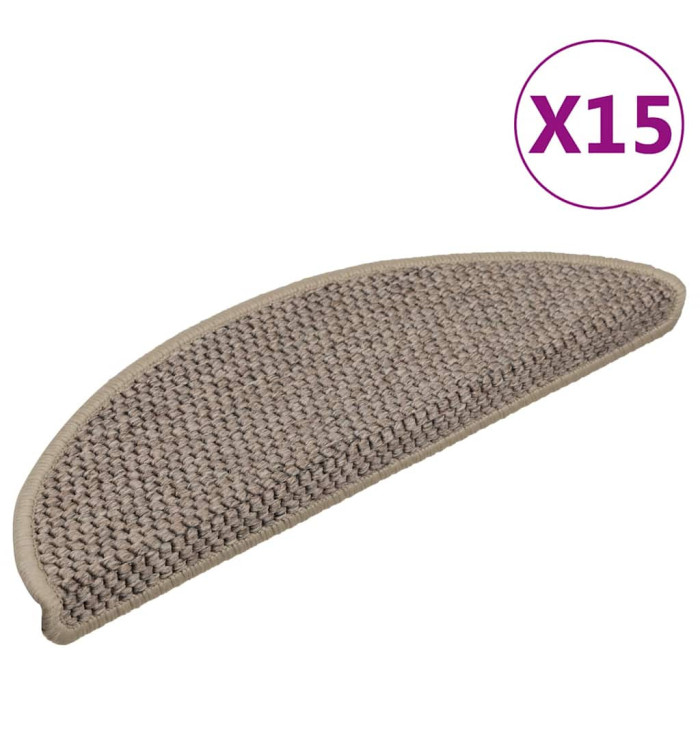 Tapis d'escalier autocollants 15 pcs 56x17x3 cm Beige foncé | Mobilier & Déco