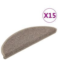 Tapis d'escalier autocollants 15 pcs 56x17x3 cm Beige foncé | Mobilier & Déco