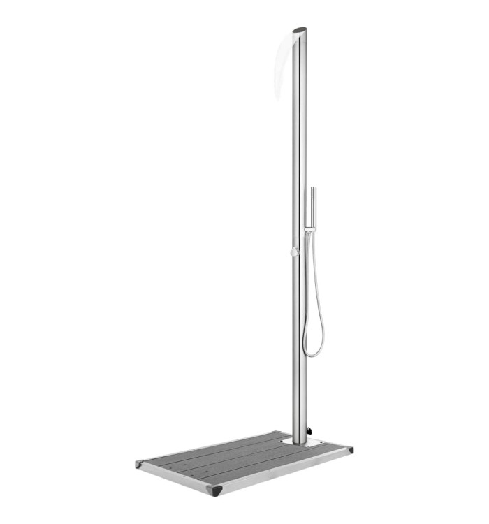 Douche de jardin avec base gris 225 cm Acier inoxydable | Mobilier & Déco