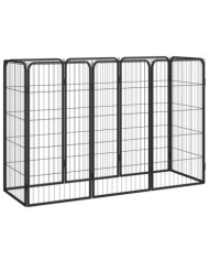Parc pour chien 8 panneaux Noir 50x100cm Acier enduit de poudre | Mobilier & Déco
