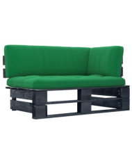 Canapé d'angle palette de jardin noir bois de pin imprégné | Mobilier & Déco