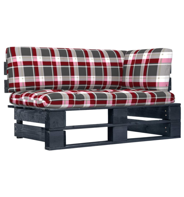 Canapé d'angle palette de jardin noir bois de pin imprégné | Mobilier & Déco