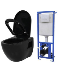 Toilette suspendue au mur avec réservoir caché Céramique Noir | Mobilier & Déco