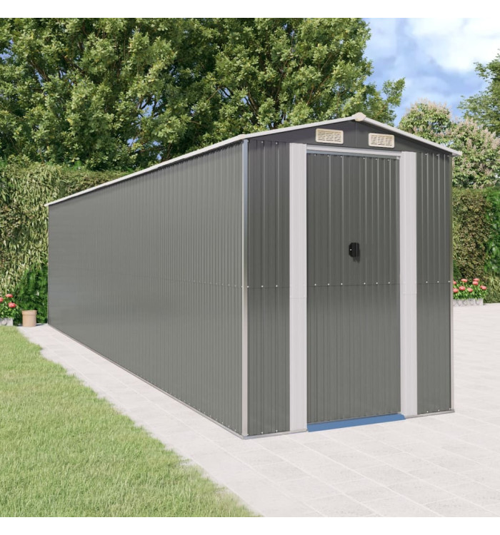 Abri de jardin Gris clair 192x772x223 cm Acier galvanisé | Mobilier & Déco