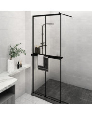 Paroi de douche avec étagère Noir 80x195 cm Verre ESGetAluminium | Mobilier & Déco