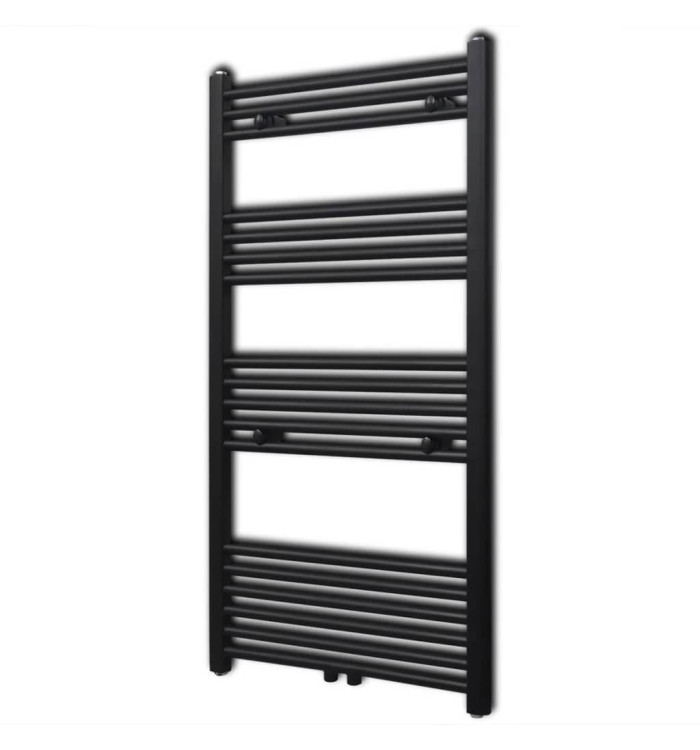 Sèche-serviettes eau chaude à rails droits noir 600x1160 mm | Mobilier & Déco