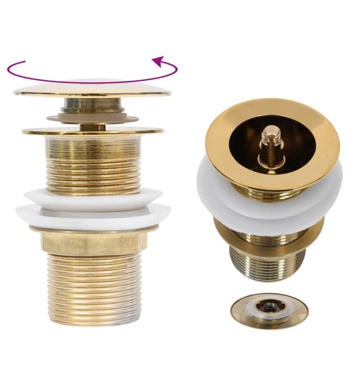 Drain à poussoir sans débordement Doré 6,4x6,4x9,1 cm | Mobilier & Déco