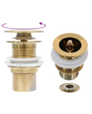 Drain à poussoir sans débordement Doré 6,4x6,4x9,1 cm | Mobilier & Déco