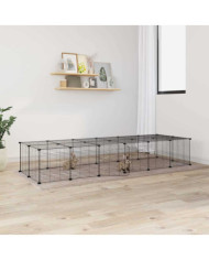 Cage animaux de compagnie à 28 panneaux et porte Noir 35x35 cm | Mobilier & Déco