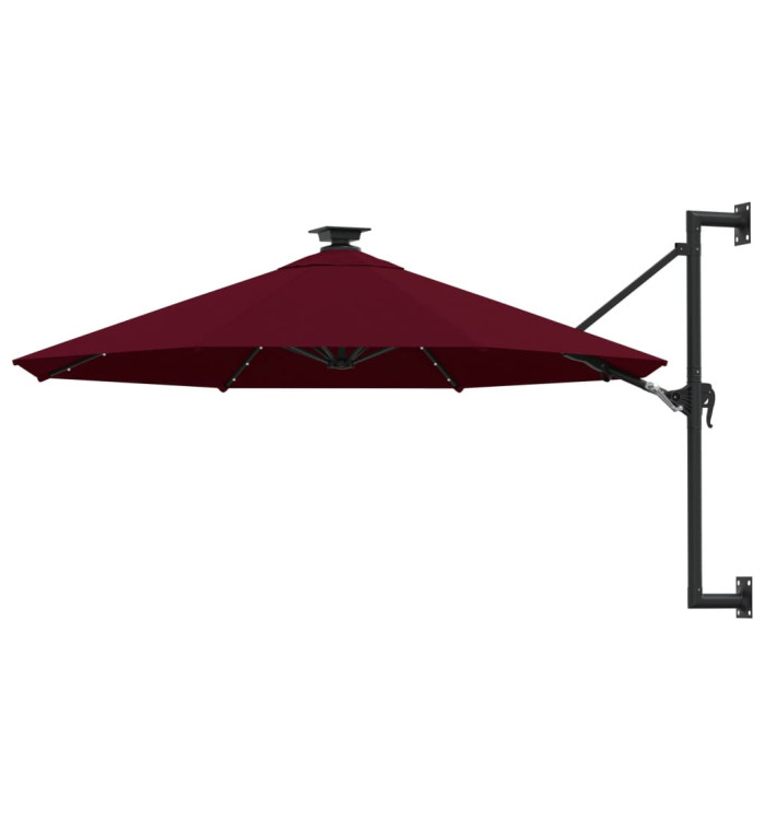 Parasol mural de jardin avec LED 300 cm bordeaux | Mobilier & Déco