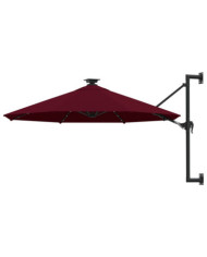Parasol mural de jardin avec LED 300 cm bordeaux | Mobilier & Déco