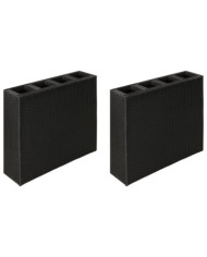 Lits surélevés de jardin avec 4 pots 2 pcs Résine tressée Noir | Mobilier & Déco