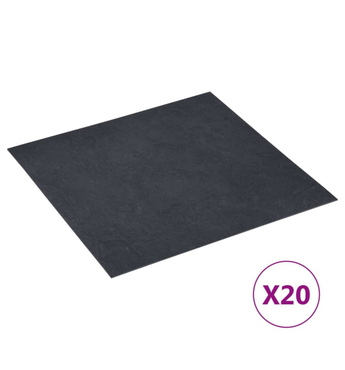 Dalles de plancher autoadhésives 20 pcs PVC 1,86 m² marbre noir | Mobilier & Déco
