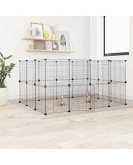 Cage animaux de compagnie à 28 panneaux et porte Noir 35x35 cm | Mobilier & Déco