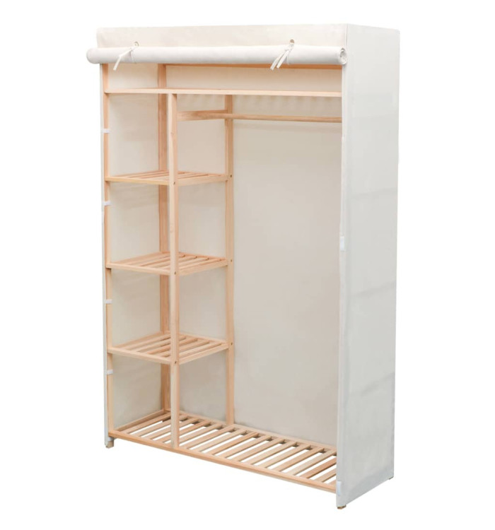 Garde-robe en tissu et bois de pin 110x40x170 cm | Mobilier & Déco