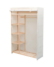 Garde-robe en tissu et bois de pin 110x40x170 cm | Mobilier & Déco