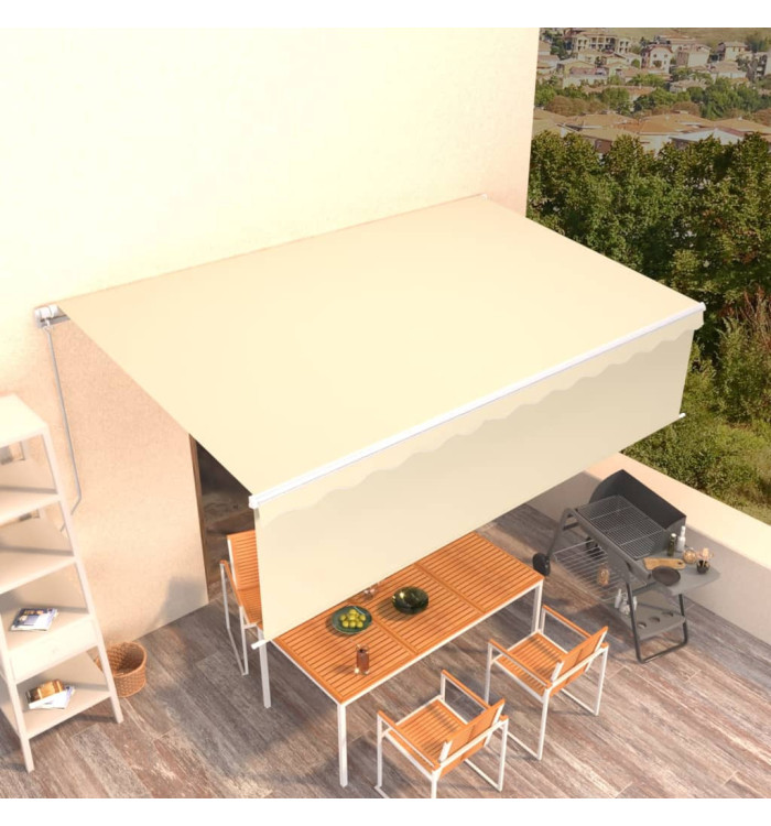 Auvent rétractable manuel avec store 5x3 m Crème | Mobilier & Déco