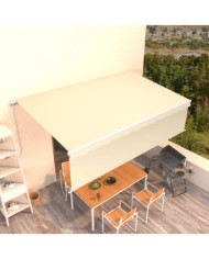 Auvent rétractable manuel avec store 5x3 m Crème | Mobilier & Déco