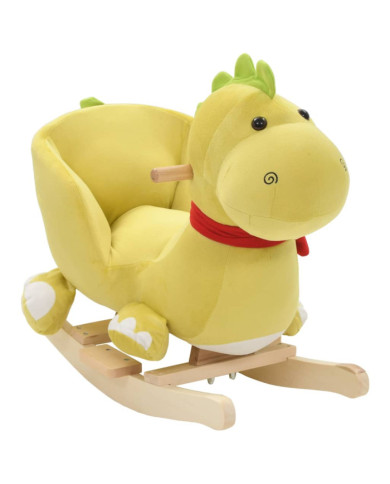 Dragon à bascule avec dossier Peluche 60x32x53 cm Vert citron | Mobilier & Déco