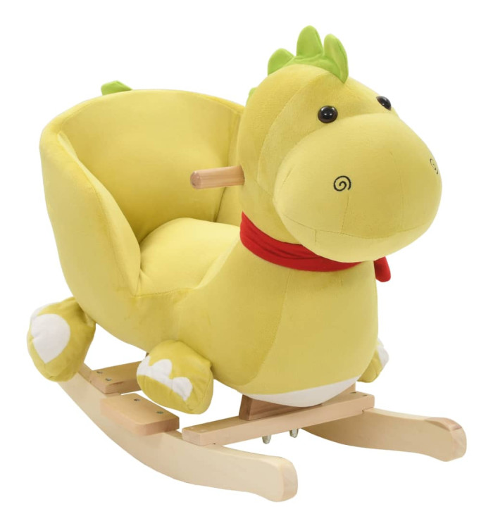 Dragon à bascule avec dossier Peluche 60x32x53 cm Vert citron | Mobilier & Déco