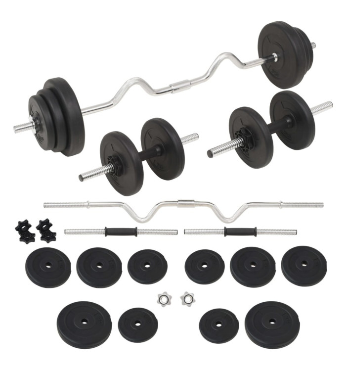 Ensemble d'haltères et barres d'haltères 30 kg | Mobilier & Déco