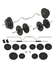 Ensemble d'haltères et barres d'haltères 30 kg | Mobilier & Déco