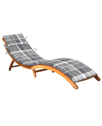 Chaise longue de jardin avec coussin Bois d'acacia solide | Mobilier & Déco