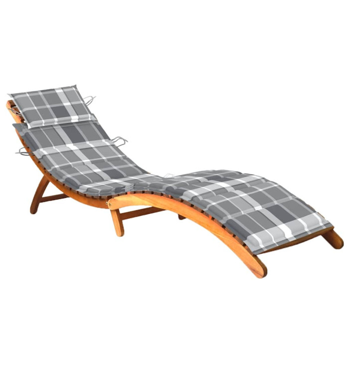Chaise longue de jardin avec coussin Bois d'acacia solide | Mobilier & Déco