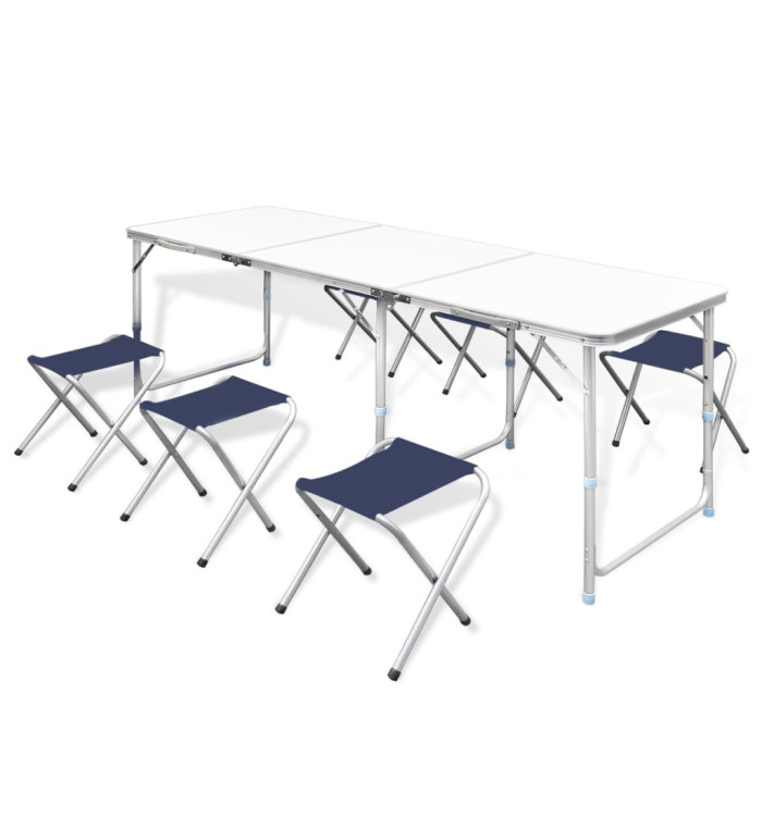 Jeu de table pliable de camping et 6 tabourets 180x60 cm | Mobilier & Déco