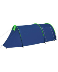 Tente de camping 4 personnes Bleu marine et vert | Mobilier & Déco