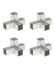 Connecteurs de poteau 4 pcs Forme en X Métal galvanisé 71x71 mm | Mobilier & Déco