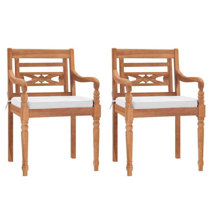 Chaises Batavia lot de 2 avec coussins Bois de teck solide | Mobilier & Déco