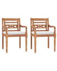 Chaises Batavia lot de 2 avec coussins Bois de teck solide | Mobilier & Déco