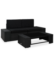 Salon de jardin 3 pcs Résine tressée Noir | Mobilier & Déco