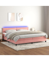 Sommier à lattes de lit avec matelas et LED Rose 200x200 cm | Mobilier & Déco