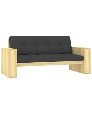 Banc de jardin avec coussins anthracite 179 cm Pin imprégné | Mobilier & Déco